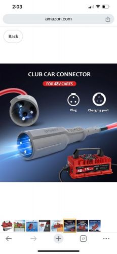 Epowrey 15 amp 48 volt golf cart battery charger for club car- 3-pin round plug