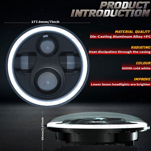 Pair 7" Inch LED Car Headlight Parts Round HI/LO Beam for Chevy Pickup Truck3100, US $127.67, image 2