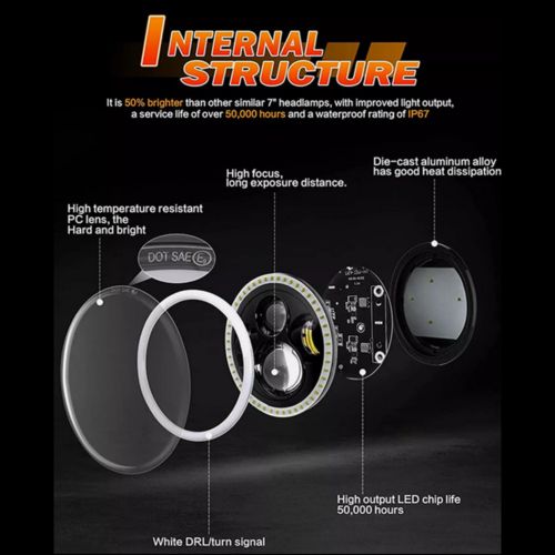 Pair 7" Inch LED Car Headlight Parts Round HI/LO Beam for Chevy Pickup Truck3100, US $127.67, image 28