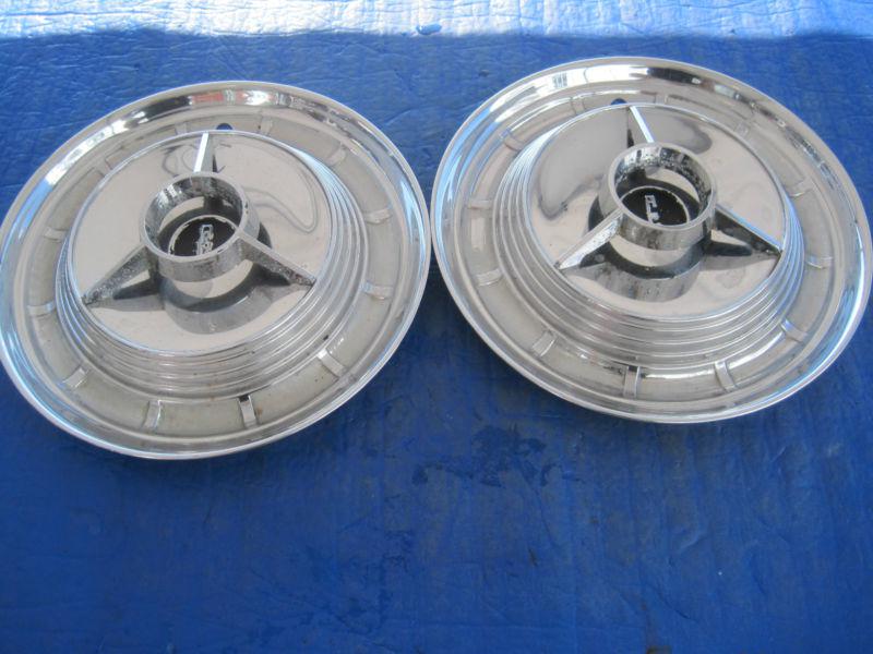1958 edsel pair of original hubcaps with spinners 55 56 57 59 cb3
