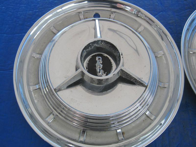 Find 1958 Edsel pair of original hubcaps with spinners 55 56 57 59 CB3