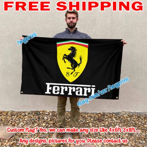 Ferrari Black Banner 3x5 4x6 ft Racing Car Garage Wall Decor Sign Advertising, US $15.95, image 6
