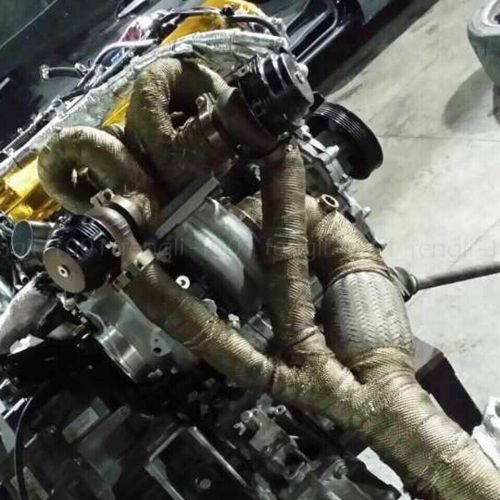 10M Titanium Gold Heat Wrap Tape Exhaust Insulating Downpipe Manifold 10 Ties, US $, image 6