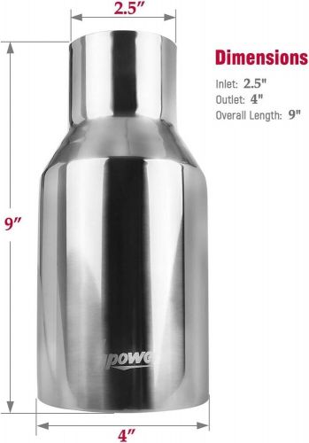 Upower Pack of 2 Exhaust Tip 2.5 Inch Inlet 4" Outlet 9" Long Double Wall, US $79.99, image 2