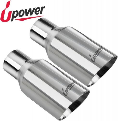 Upower Pack of 2 Exhaust Tip 2.5 Inch Inlet 4" Outlet 9" Long Double Wall, US $79.99, image 3