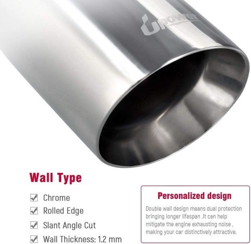 Upower Pack of 2 Exhaust Tip 2.5 Inch Inlet 4" Outlet 9" Long Double Wall, US $79.99, image 4