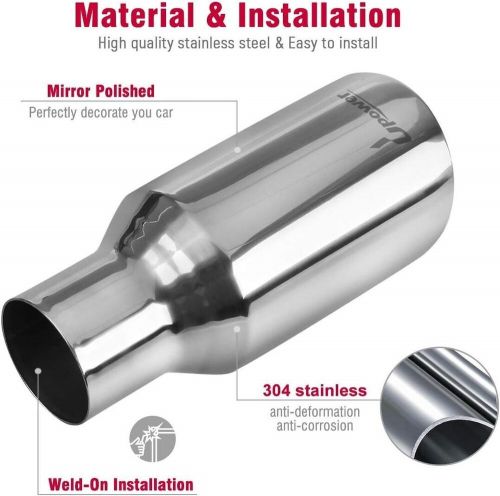 Upower Pack of 2 Exhaust Tip 2.5 Inch Inlet 4" Outlet 9" Long Double Wall, US $79.99, image 5