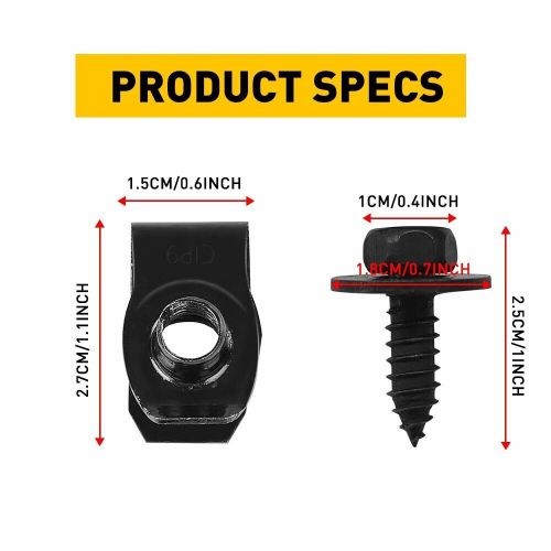 Car Body Screw Fender Bumper U-Nut Clips Retainer Gasket Fastener Metal 50X US, US $16.99, image 14