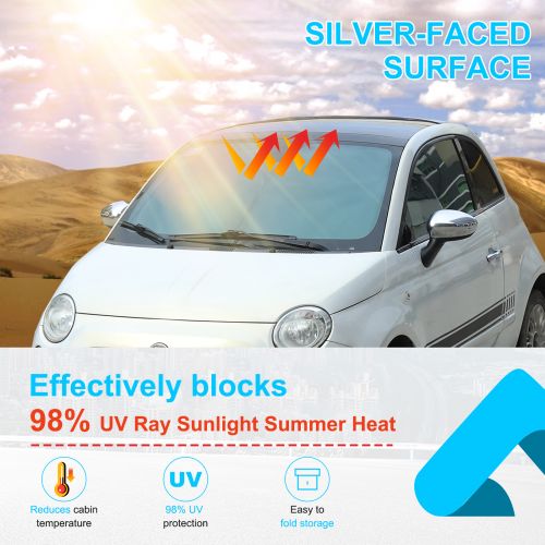 Black Front Windshield Sunshade UV Block Visor Cover For Fiat 500 2010-2024-, US $, image 2
