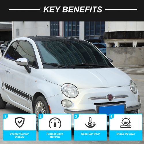 Black Front Windshield Sunshade UV Block Visor Cover For Fiat 500 2010-2024-, US $, image 7