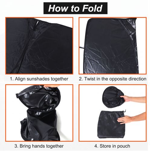 Black Front Windshield Sunshade UV Block Visor Cover For Fiat 500 2010-2024-, US $, image 9