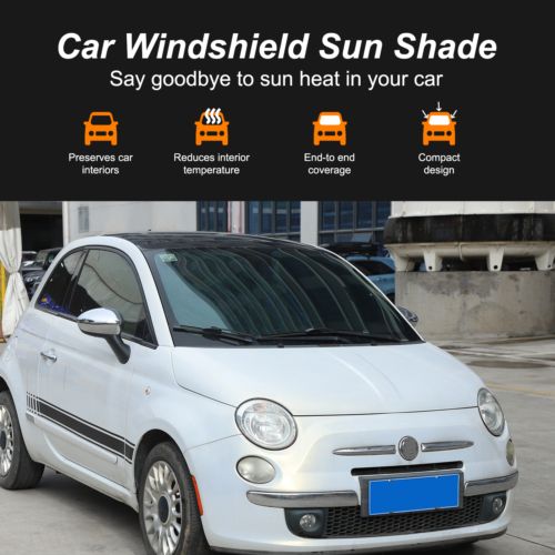 Black Front Windshield Sunshade UV Block Visor Cover For Fiat 500 2010-2024-, US $, image 17
