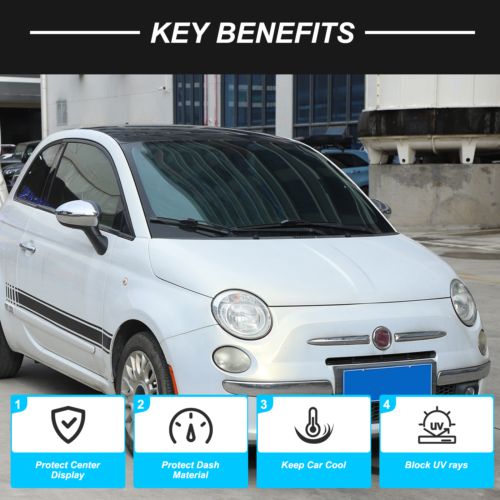 Black Front Windshield Sunshade UV Block Visor Cover For Fiat 500 2010-2024-, US $, image 18