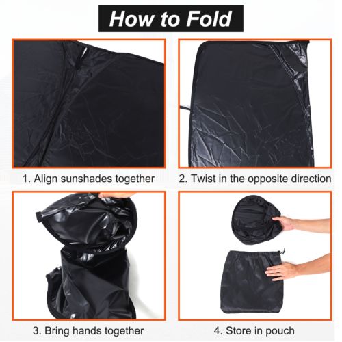 Black Front Windshield Sunshade UV Block Visor Cover For Fiat 500 2010-2024-, US $, image 20