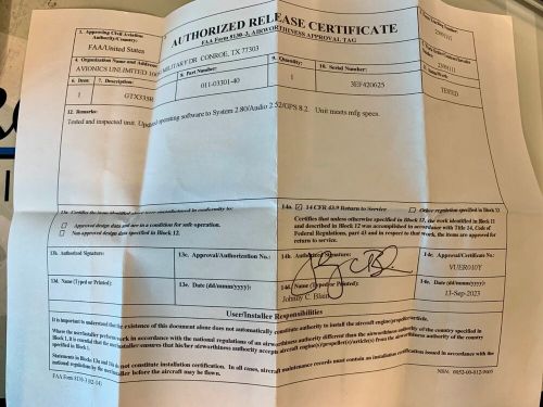 Garmin transponder gtx335r 011-03301-40 w/ september 2023 tested 8130