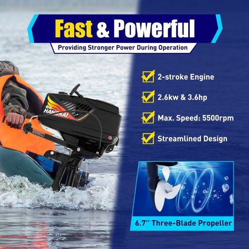 HANGKAI 2 Stroke 3.6HP Outboard Motor Fishing Boat Engine CDI Water Cooling 55cc, US $230.30, image 12