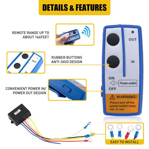 Wireless Winch Remote Control Handset Easy To Install 150ft 12 Volt Blue For ATV, US $18.99, image 2