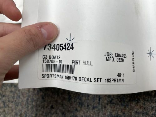 G3 SPORTSMAN 160 / 170 DECAL SET OF (4) 73405424 BLUE / BLACK / GRAY MARINE BOAT, US $99.95, image 2