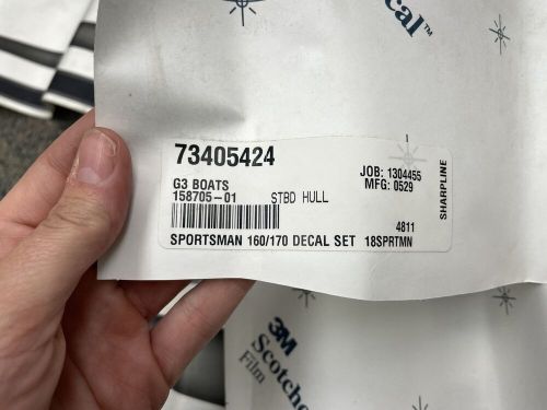 G3 SPORTSMAN 160 / 170 DECAL SET OF (4) 73405424 BLUE / BLACK / GRAY MARINE BOAT, US $99.95, image 3