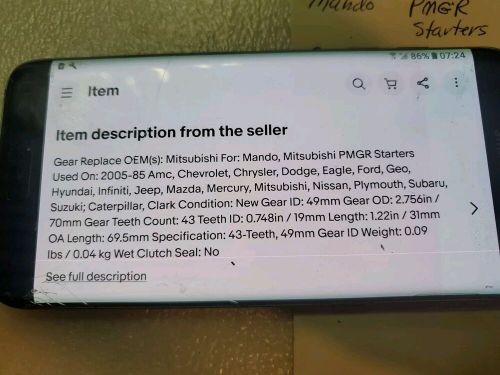 PLANETARY Gear 222-48019 SEALED BAG PMGR STARTER, US $15.00, image 4
