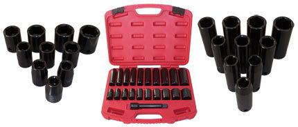 22 pc 1/2" dr drive deep & shallow impact socket metric 11 to 24 mm