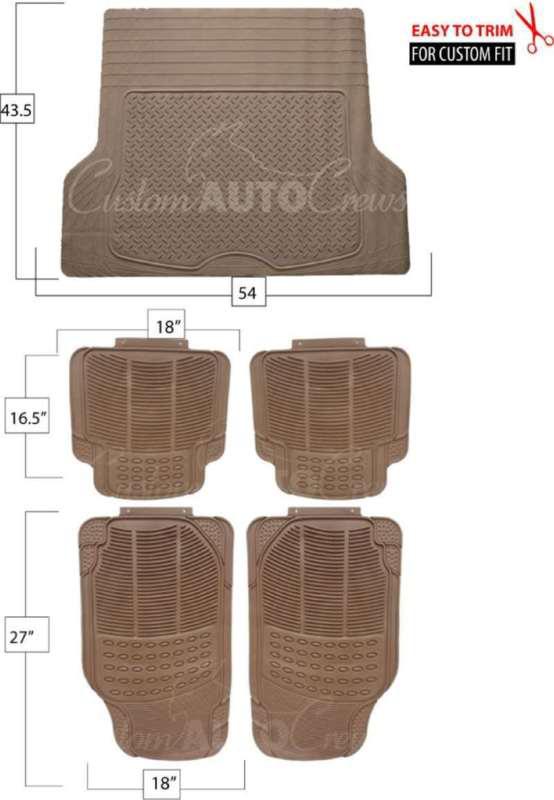 Find All Weather Heavy Duty Rubber Car Floor Mat 5pc Set Beige Front