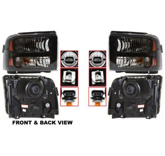 05-07 ford super duty harley davidson truck headlights headlamp lh & rh pair set