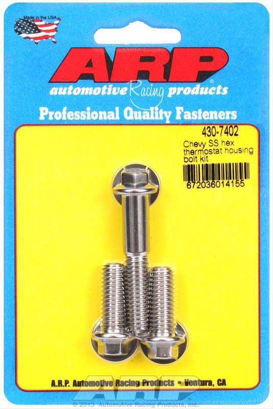 Arp 430-7402 thermostat housing bolts polished stainless hex chevy set of 3