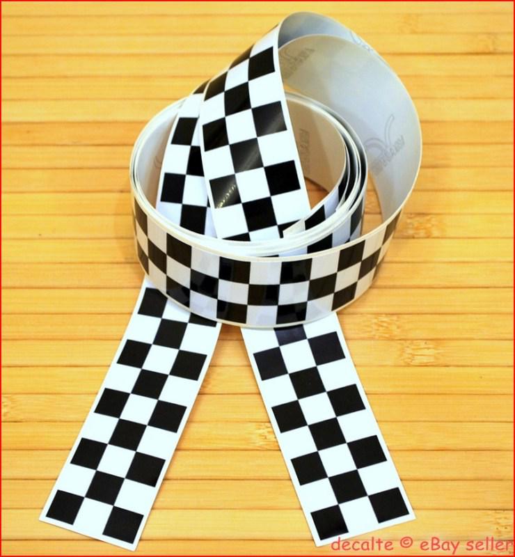Chequered 2 lengths stripes for cafe racer project decals tape 1260x30mm 