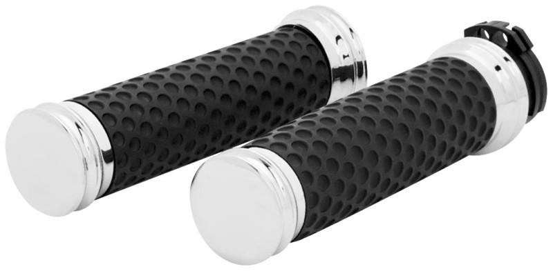 Arlen ness soft-touch smooth grips - chrome - dimpled rubber  07-090