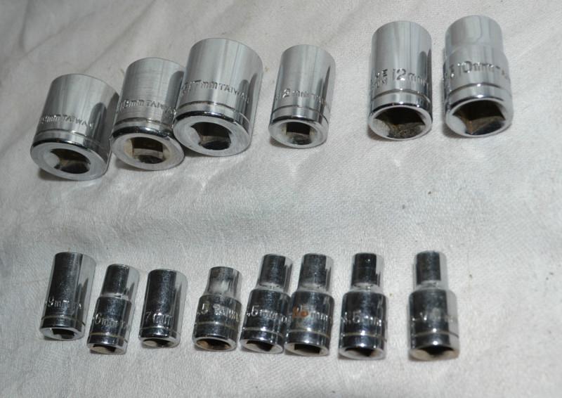 Metric 14 pc socket lot 4mm to 19mm, 1/4 & 3/8 drive, see pic 