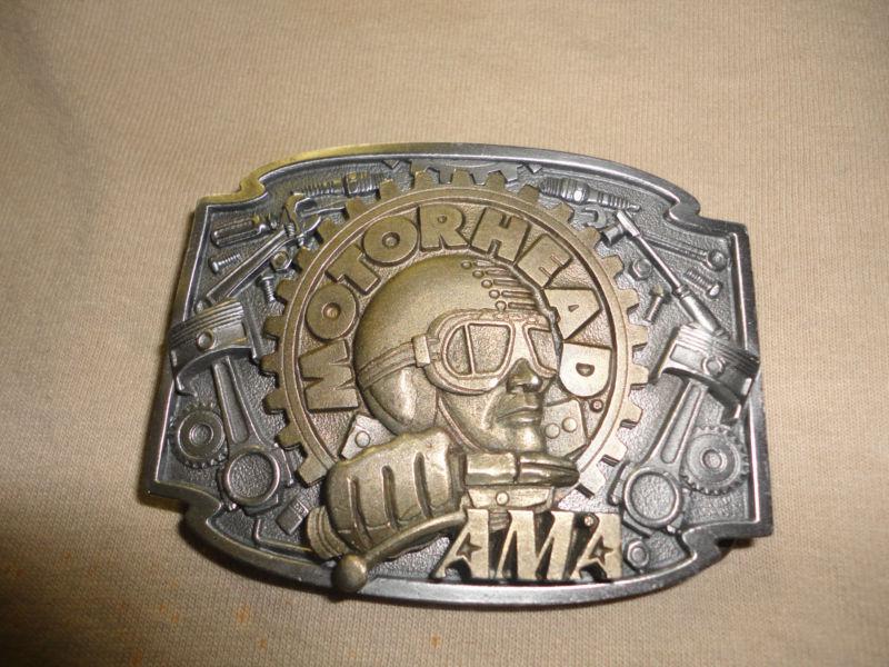 American motorcyclist association memorabilia  "motor head" shirt, patch, buckle