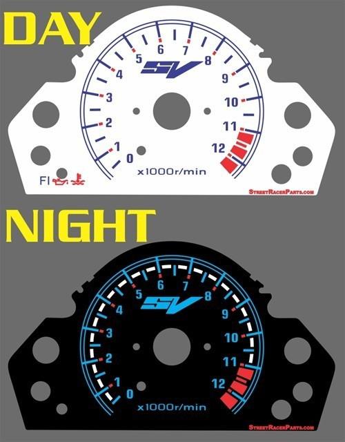 Suzuki sv650 sv 650s 2003 2004 2005 white face glow gauge mph kmh custom 650 s
