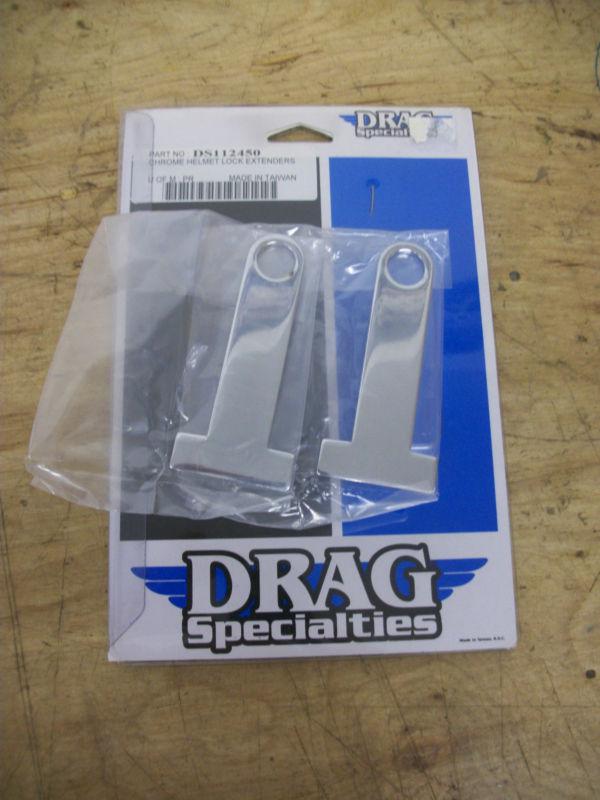 New drag specialties chrome helmet lock extenders pair ds112450
