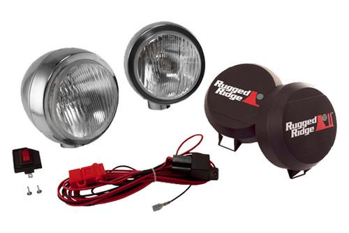 Rugged ridge 15206.51 - off road stainless steel hid fog light kit 1 pc