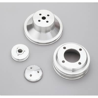 March 1625 pulley set v-belt alum clear powdercoated ford 302/351w/351c set of 3