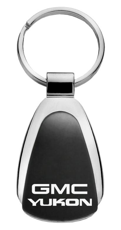 Gmc yukon black tear drop metal key chain ring tag key fob logo lanyard