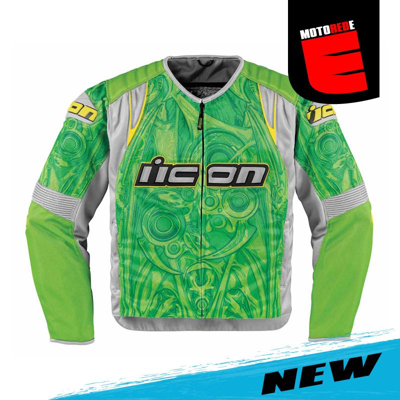 Icon overlord sportbike sb1 motorcycle textile jacket green gray xlarge xl