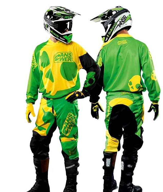 Answer skullcandy offroad dirt bike gear jersey pant gloves grn/yel motocross