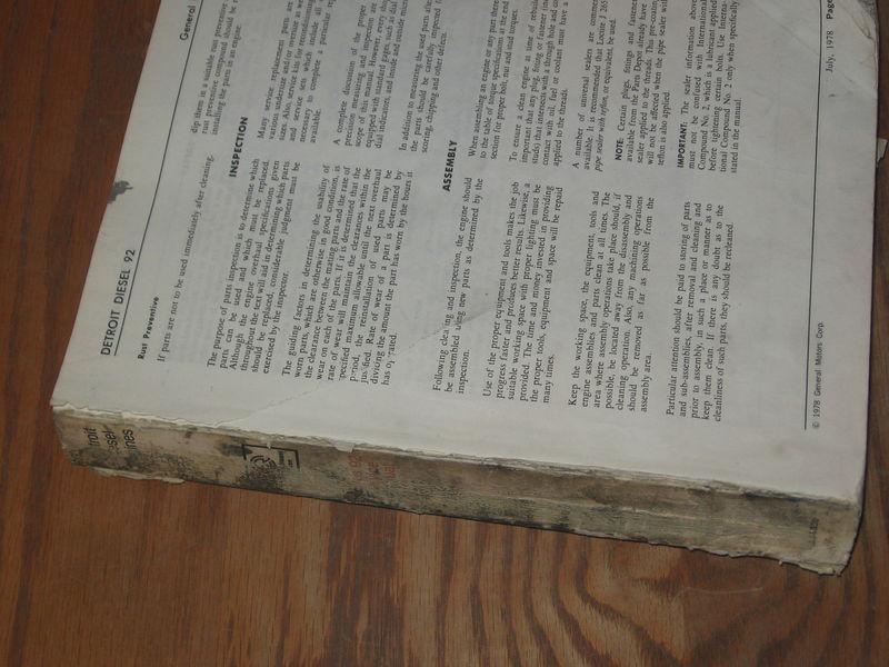 Detroit diesel series 92 diesel engine shop service manual thru 1981