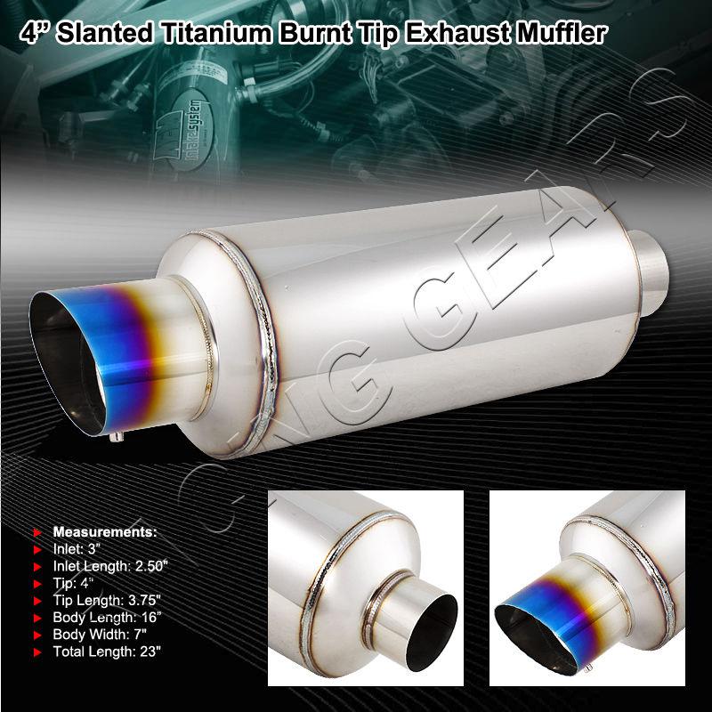 Jdm n1 style 4" slant burnt tip 3" inlet t-304 stainless steel exhaust muffler