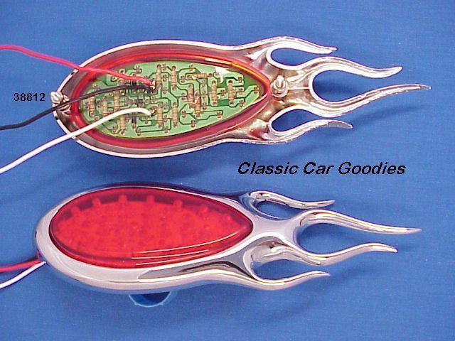 1938-1939 Ford Tail Lights (2) Red Led. Chrome Flames 12V, US $66.99, image 2