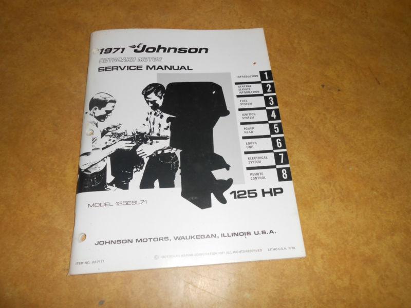 1971 125 hp johnson outboard factory repair & service manual evinrude 125hp 