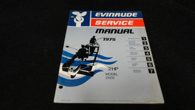 #5087 1975 evinrude 2hp, 2 hp  models service manual outboard motor engine 