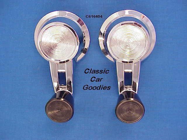 1961-1964 chevy wing window handles (2) 1962 1963 blk knob