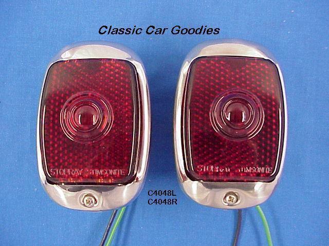 1937-1938 chevy stainless tail lights (2) glass lenses