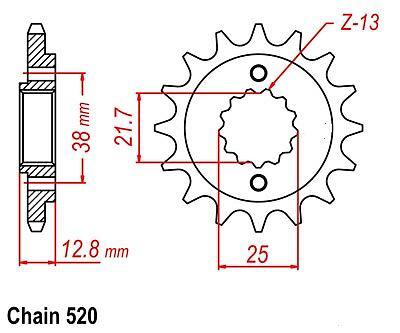 Kawasaki klr650 klr 650 16t front sprocket 2000 2001 2002 2003 2004 2005 - 2013