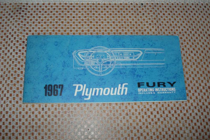 Sell 1967 PLYMOUTH FURY OWNERS MANUAL ORIGINAL GLOVEBOX BOOK in Carl