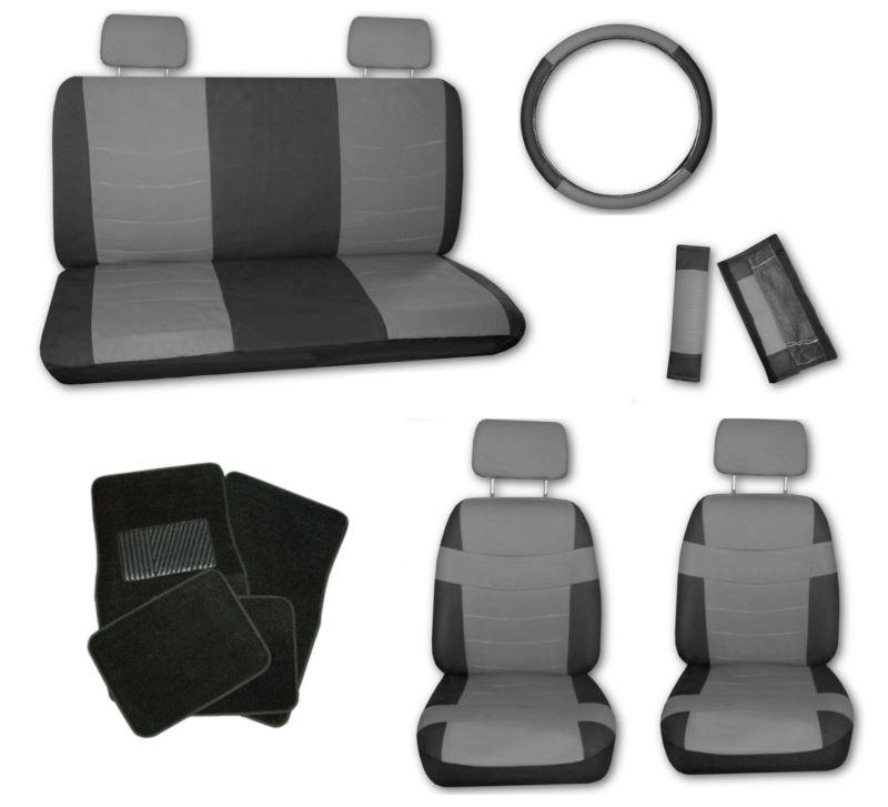 Superior imitation leather grey black car seat covers type a black floor mats #c