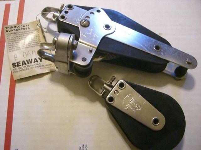 Seaway ball bearing racing 7 1/2" adj. ratchet fiddle block  & 2 3/8" single 
